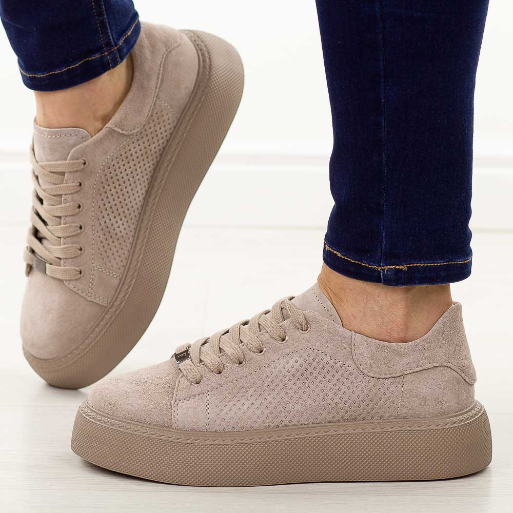 Taupe skórzane półbuty damskie Filippo Dp7502/26