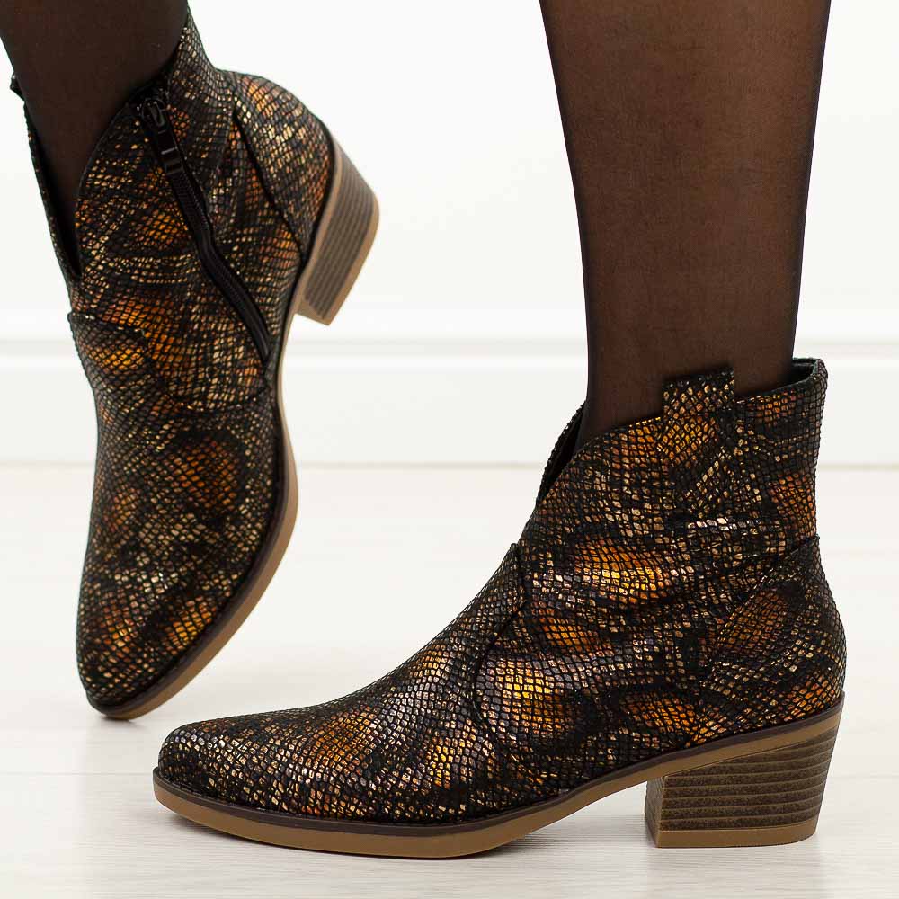 Czarne wąż kowbojki, botki damskie M.Daszyński 2382-7