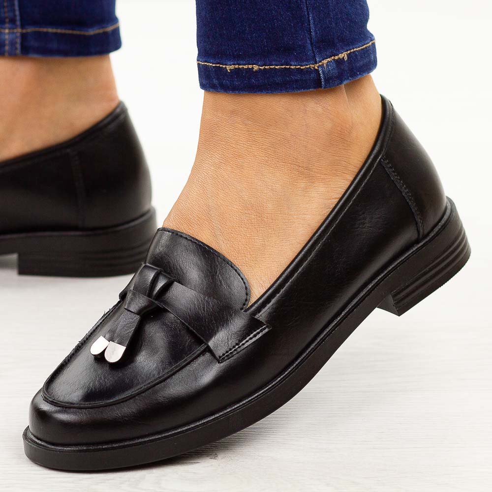 Czarne pu mokasyny damskie Potocki 12369