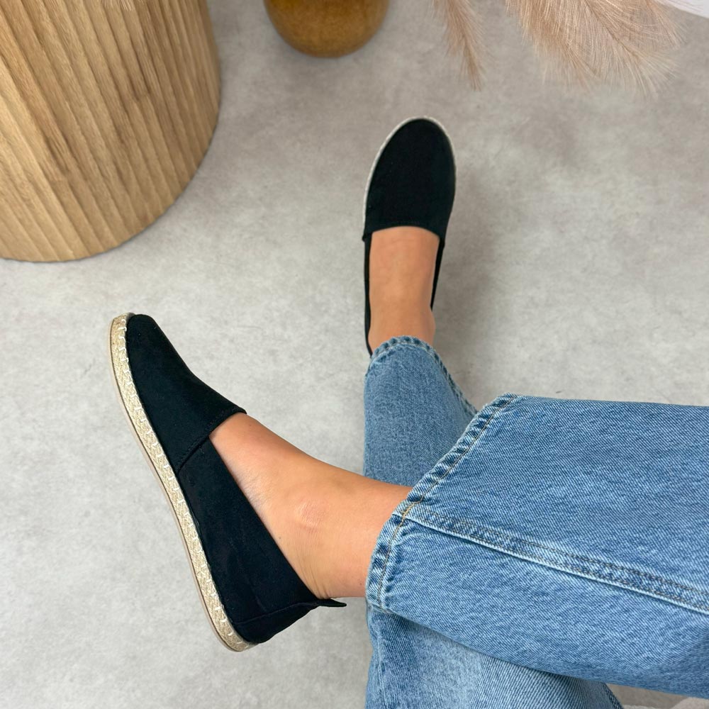 Czarne espadryle damskie, półbuty Potocki 16332