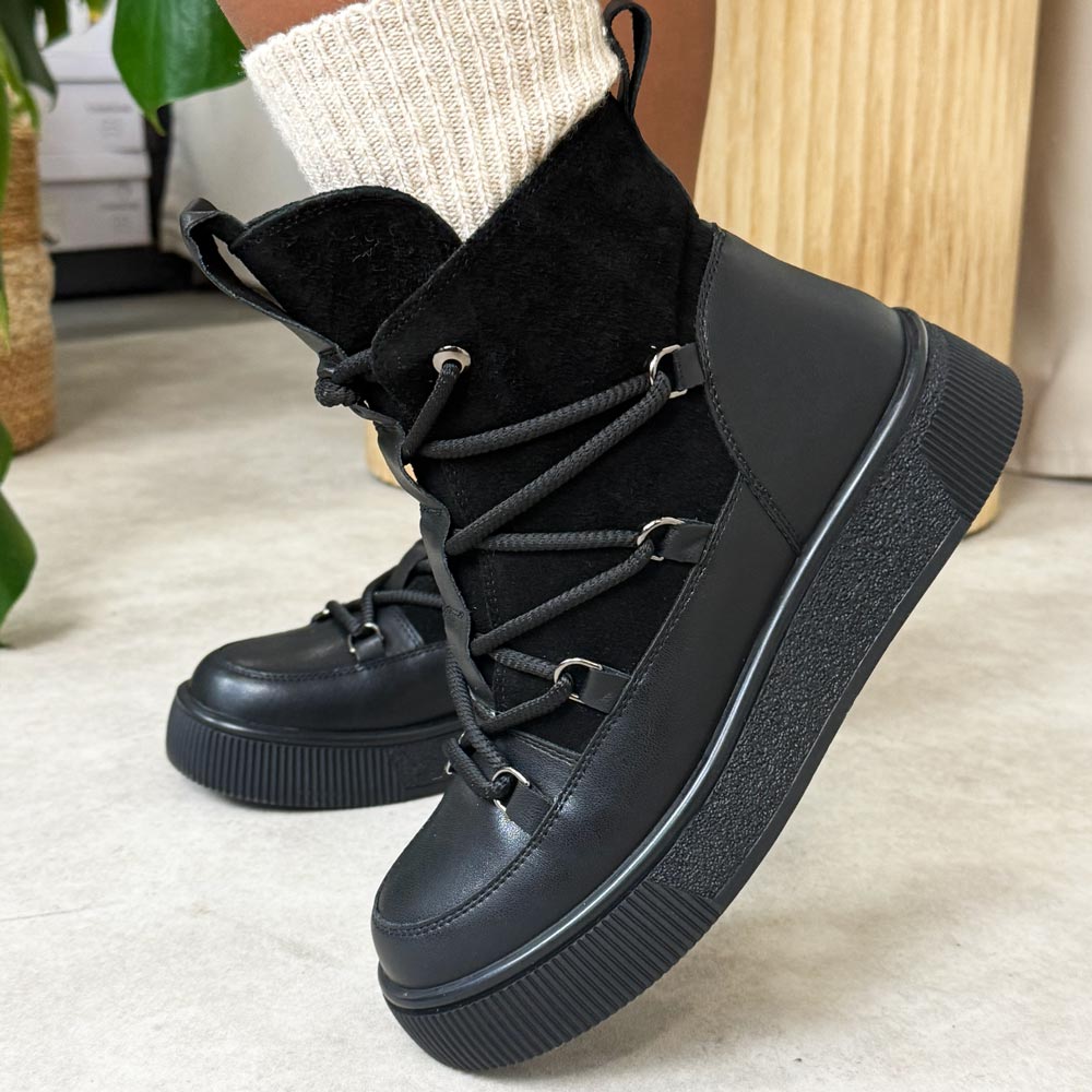 Czarne skórzane botki damskie Cambell 52330