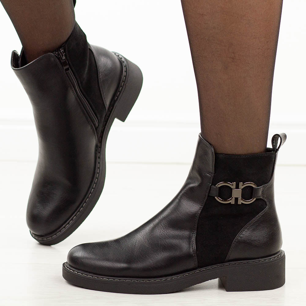 Czarne płaskie botki damskie Jezzi asa252-11