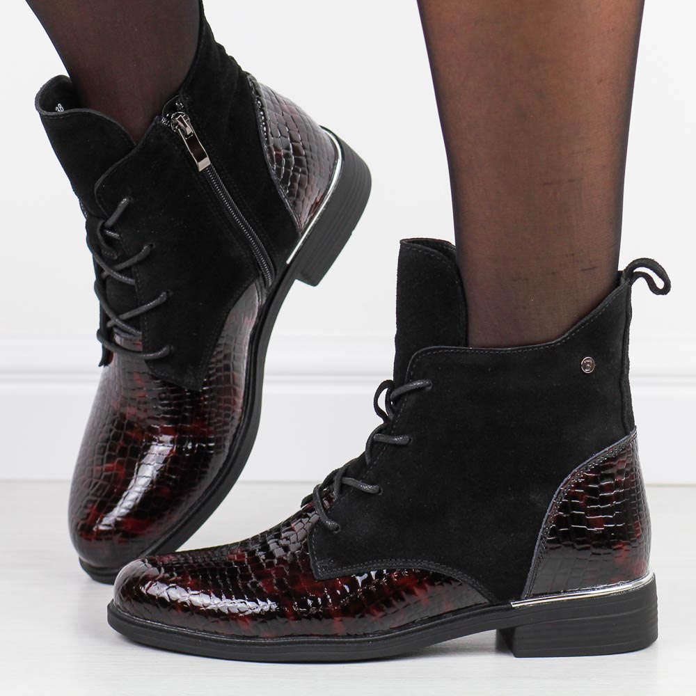 Brązowe skórzane botki damskie płaskie Filippo Dbt4749/25