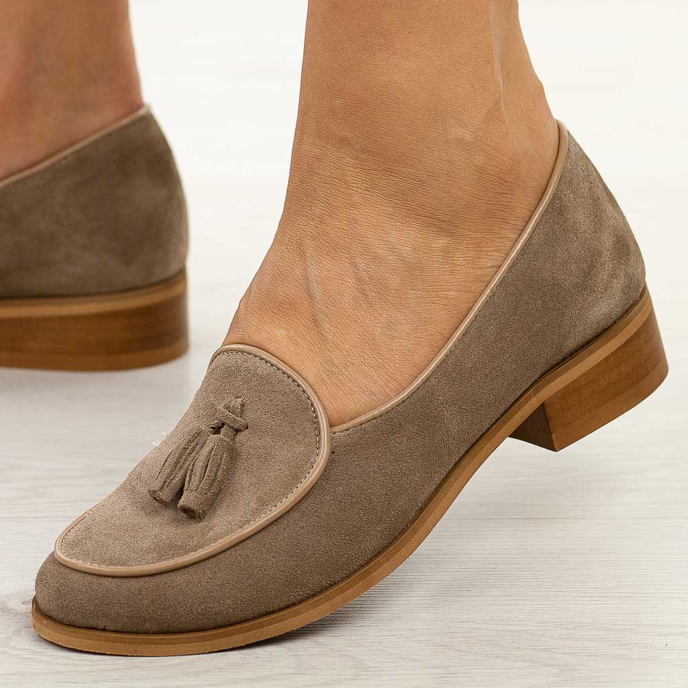 Cappuccino skórzane Polskie mokasyny damskie Deoni D316B