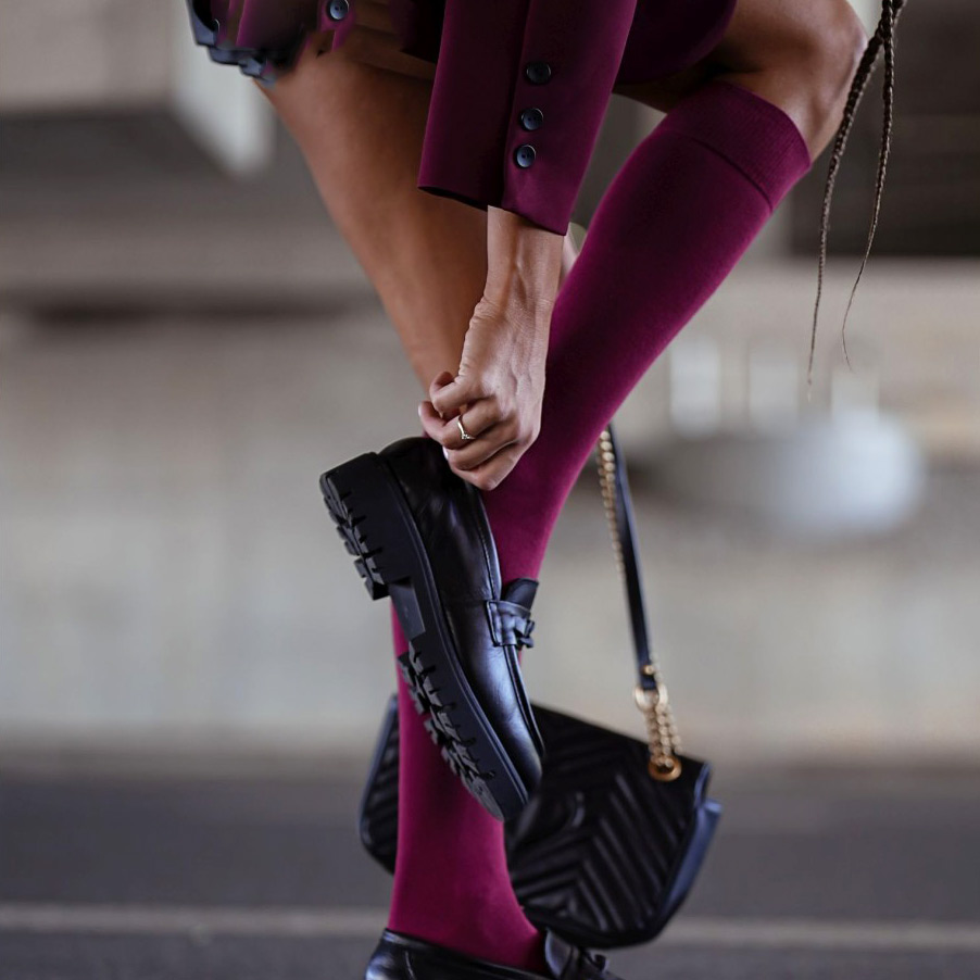 Podkolanówki damskie gładkie 200 bordo