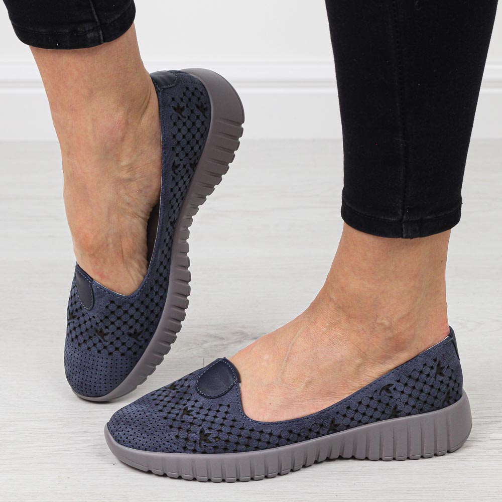 Niebieskie ażurowe półbuty damskie Jezzi 2270-4