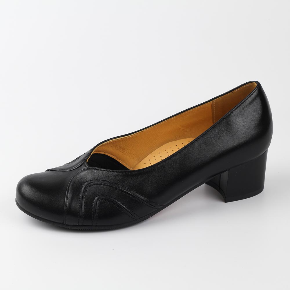 Czarne skórzane Polskie czółenka damskie na obcasie Suzana W23-5