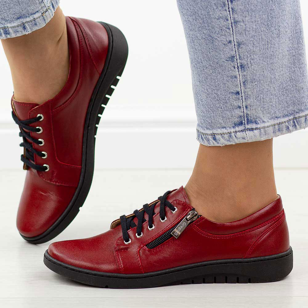 Czerwone granatowe Polskie półbuty damskie Gregors 747