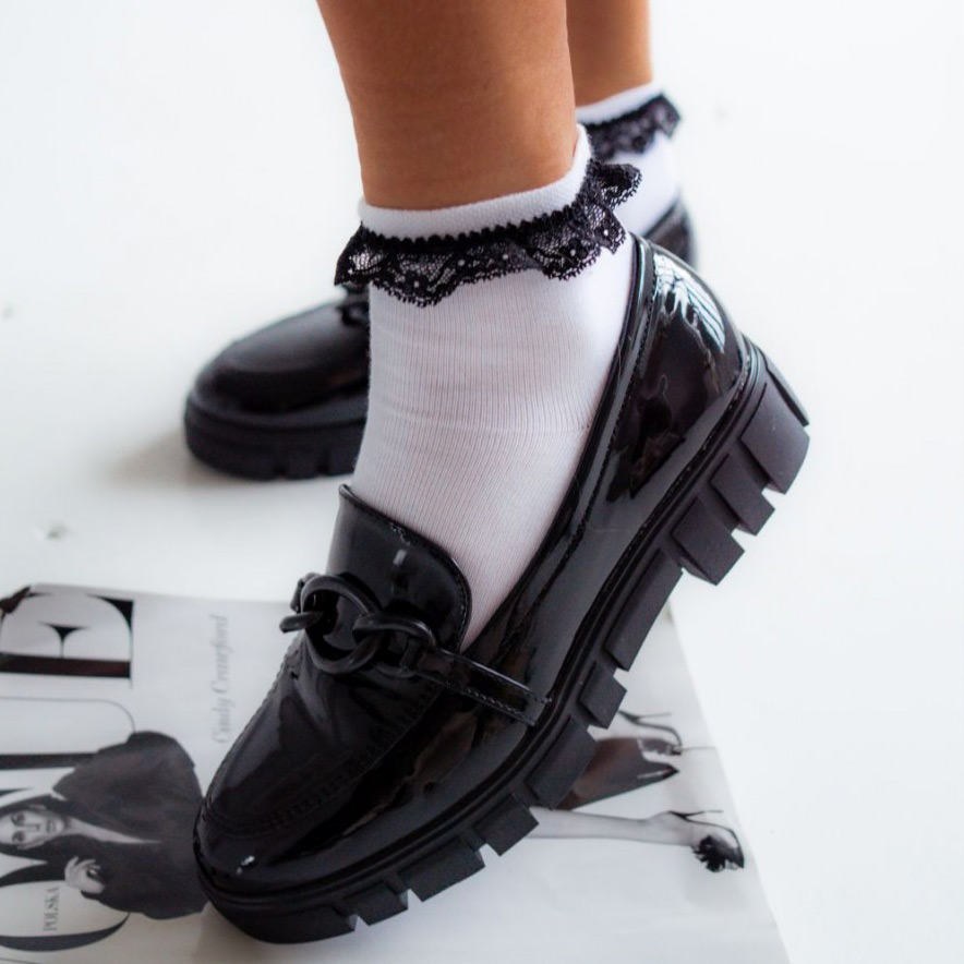 Skarpetki damskie z koronką WH + BK 744