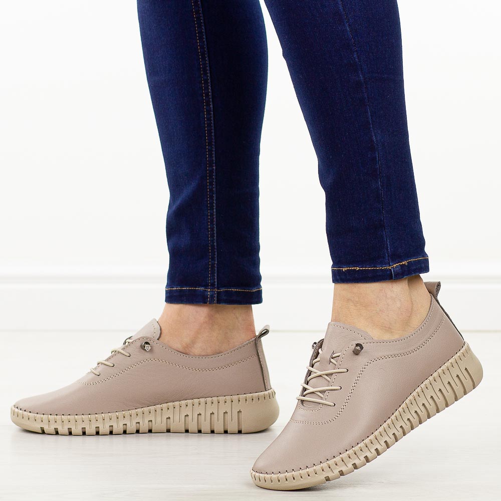 Szare vizon skórzane półbuty damskie T.Sokolski 4000