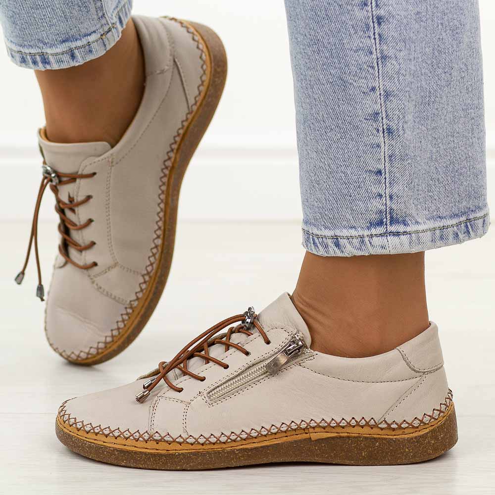 Szare skórzane półbuty damskie T.Sokolski 8207