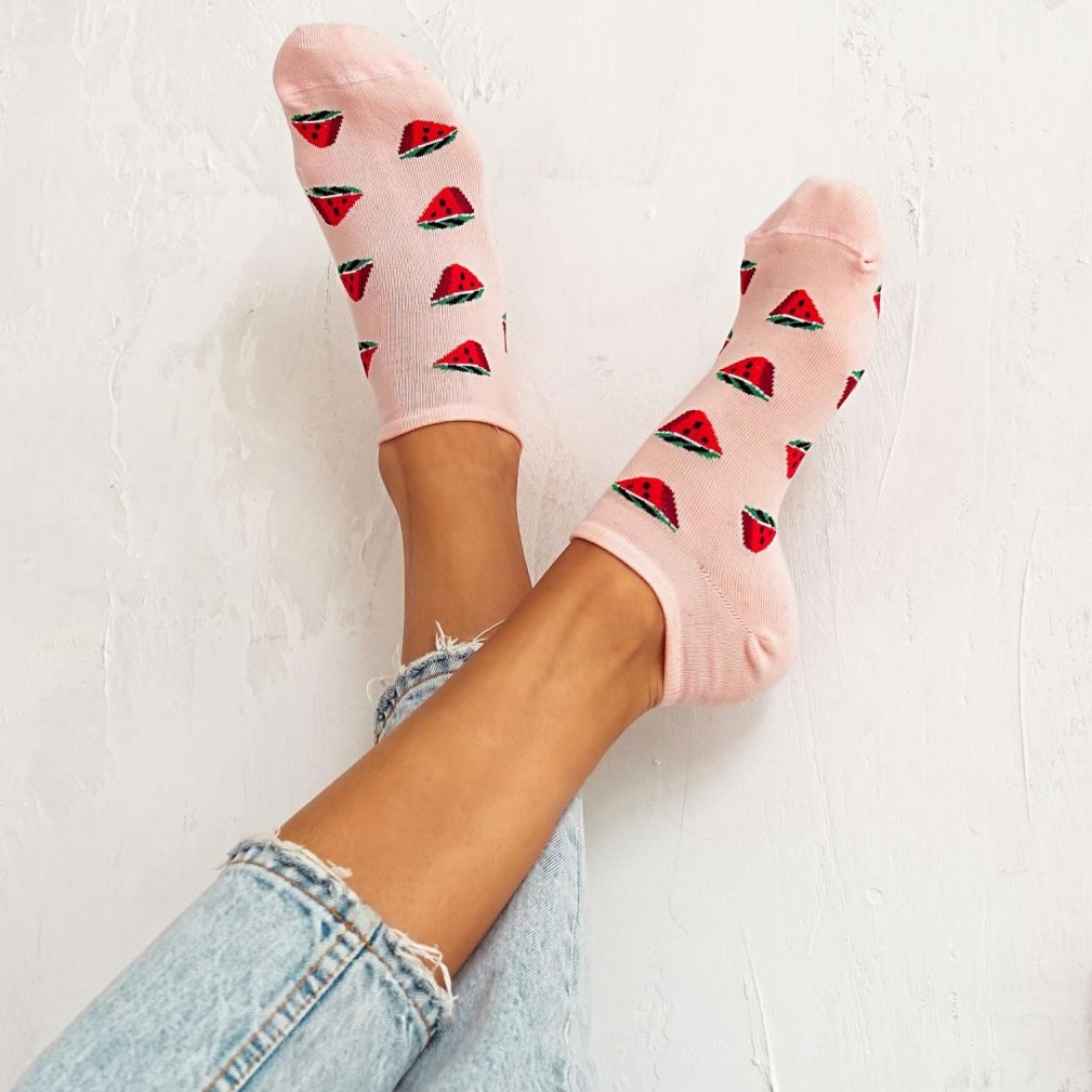 Łososiowe stopki damskie w arbuzy 995