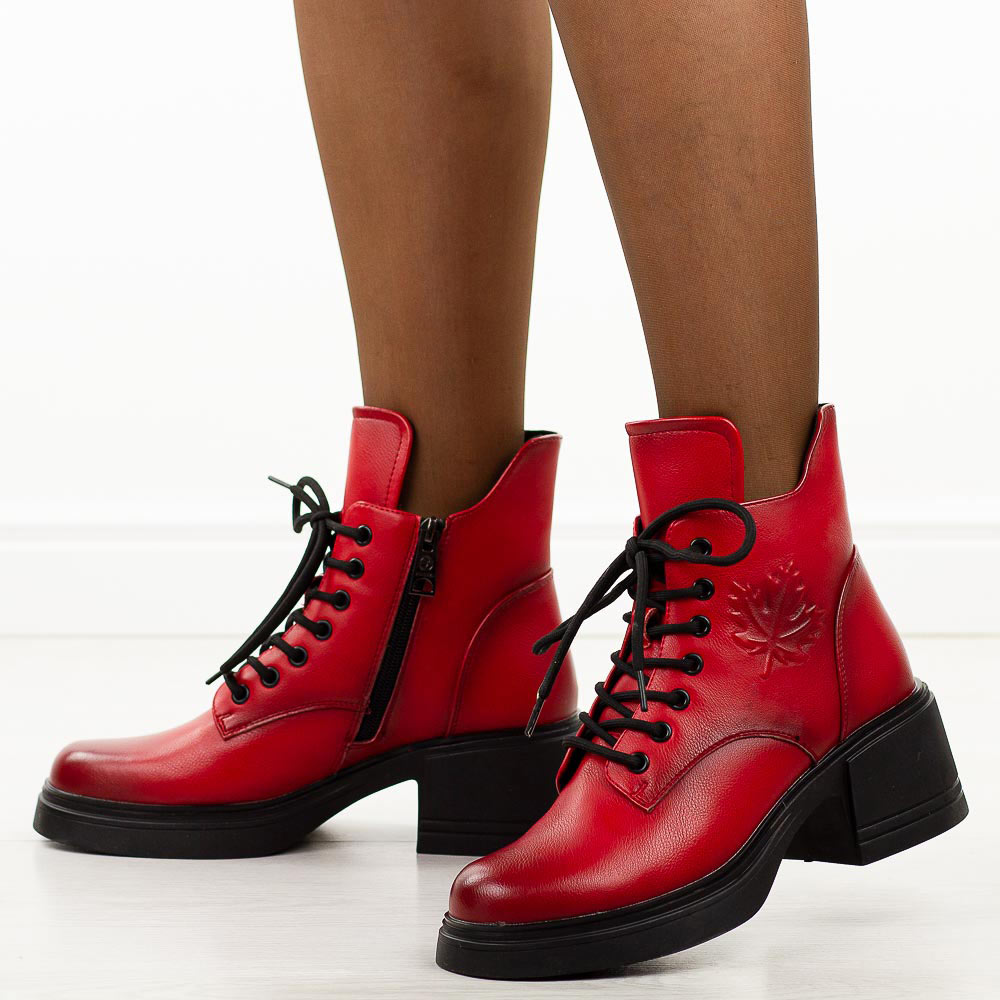 Czerwone skórzane botki damskie Vinceza 39950