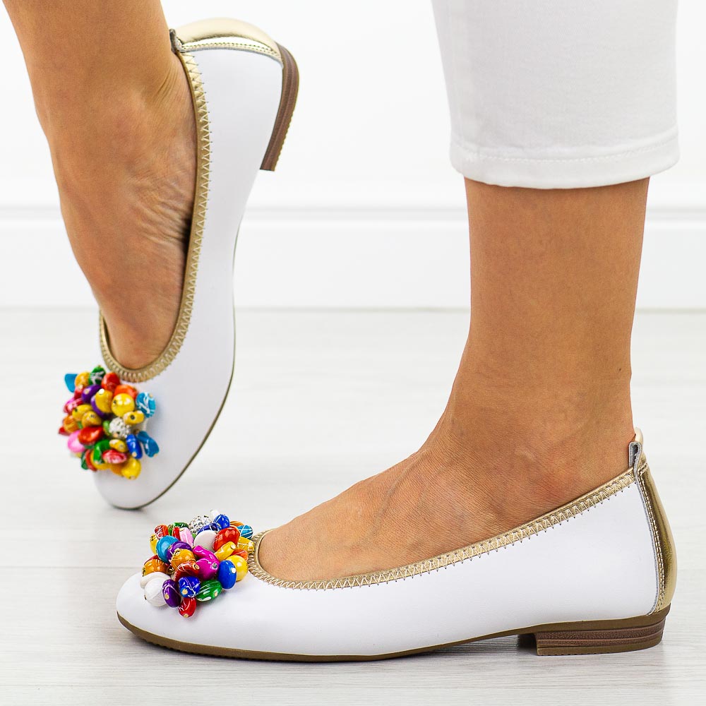 Białe skórzane baleriny damskie Filippo Dp6159/25