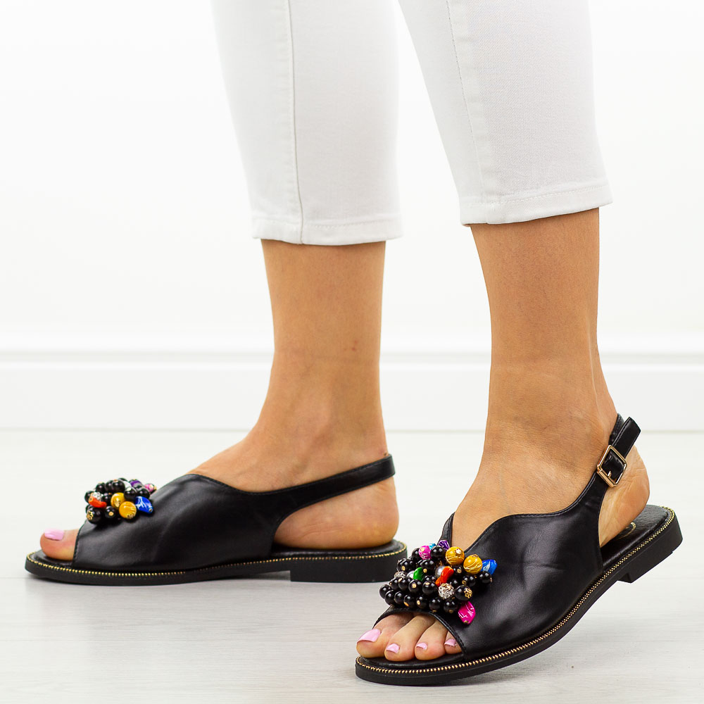 Czarne płaskie sandały damskie Filippo Ds6230/25