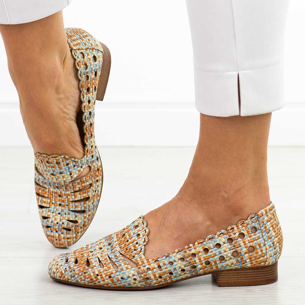 Beżowe kratka ażurowe półbuty damskie M.Daszyński Sa222-10