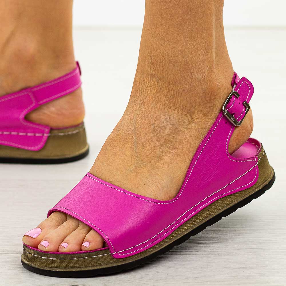 Fuksja skórzane sandały damskie T.Sokolski 306