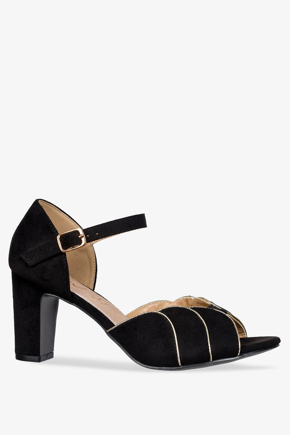 Czarne sandały na słupku damskie z zakrytą piętą ze skórzaną wkładką casu er23wx10-b