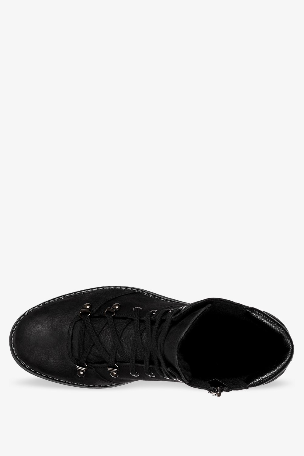 Czarne trzewiki skórzane sznurowane produkt polski windssor sp-50-n