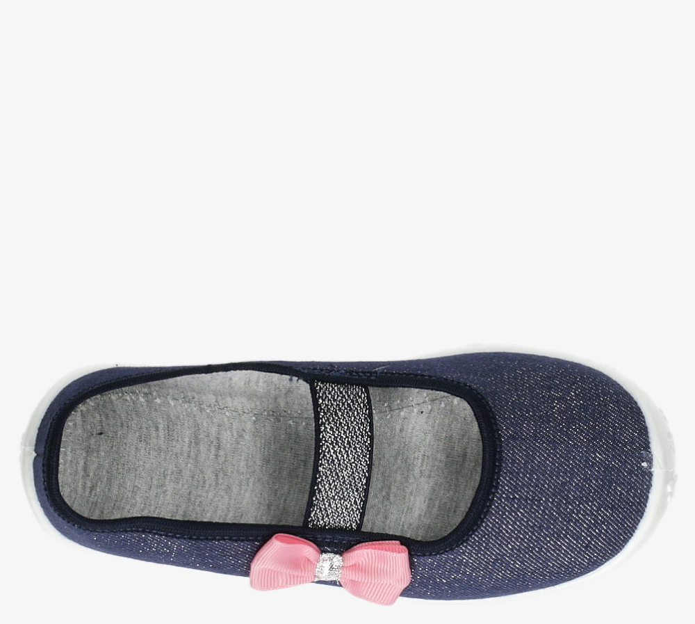 Granatowe kapcie z gumką kokardka raweks sylwia s38