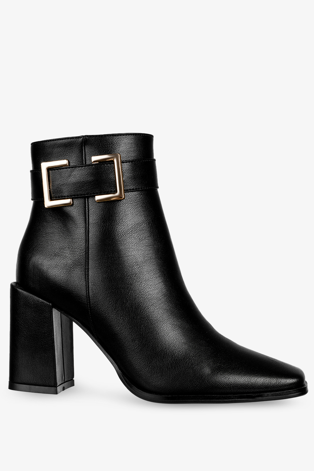 Czarne botki na słupku damskie z ozdobą casu g22wx15-b