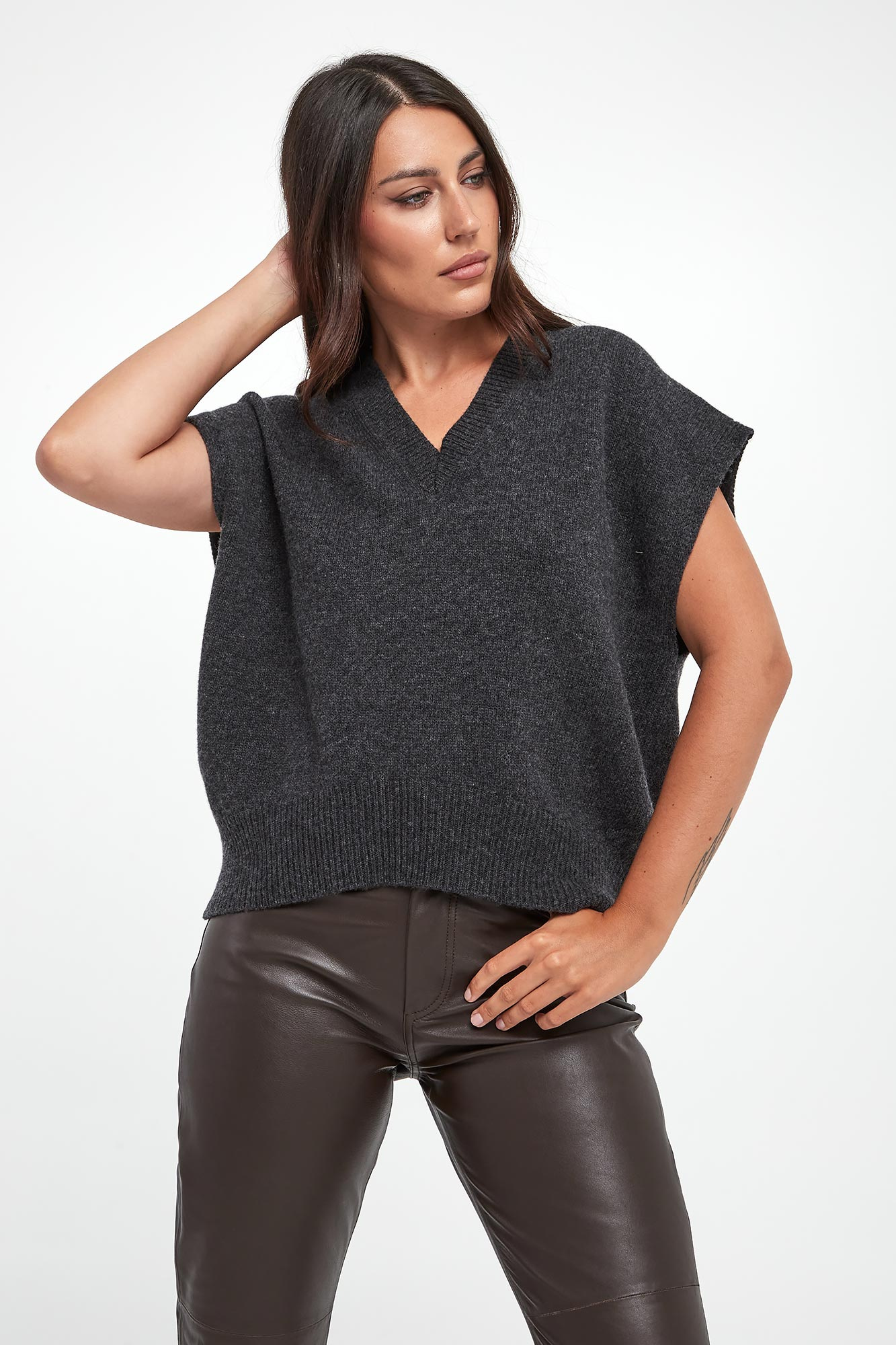 Kamizelka damska z wełny dziewiczej Cardiff MARELLA MONOCHROME