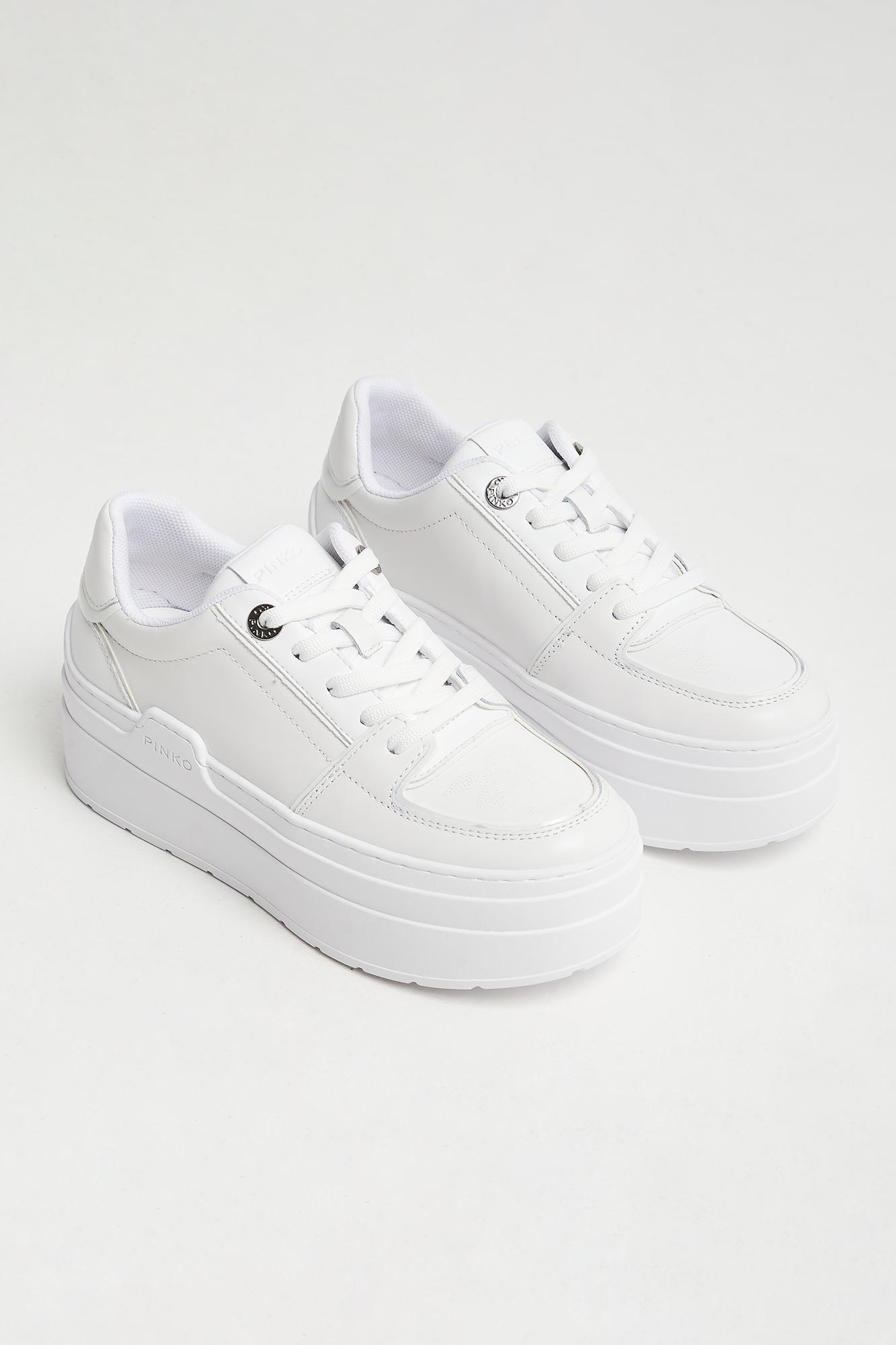 Sneakersy damskie skórzane na platformie PINKO