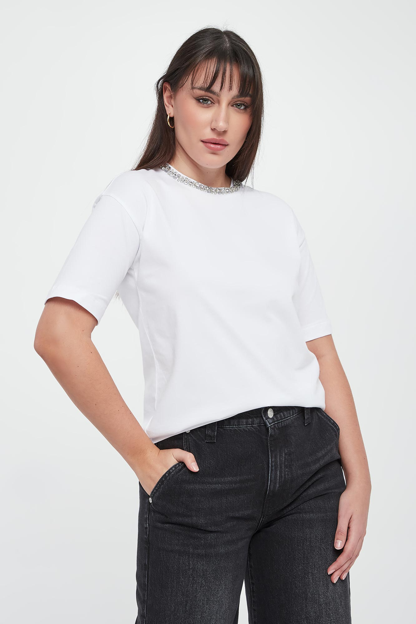 T-shirt damski z cyrkoniami Thei JOOP!