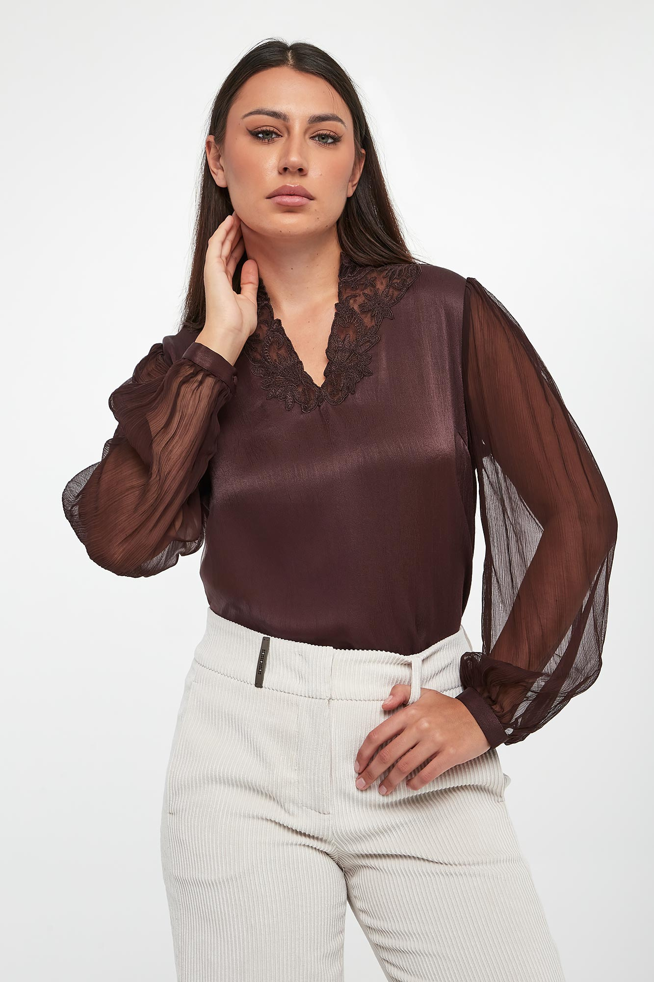 Bluzka damska z wiskozowej krepy TWINSET