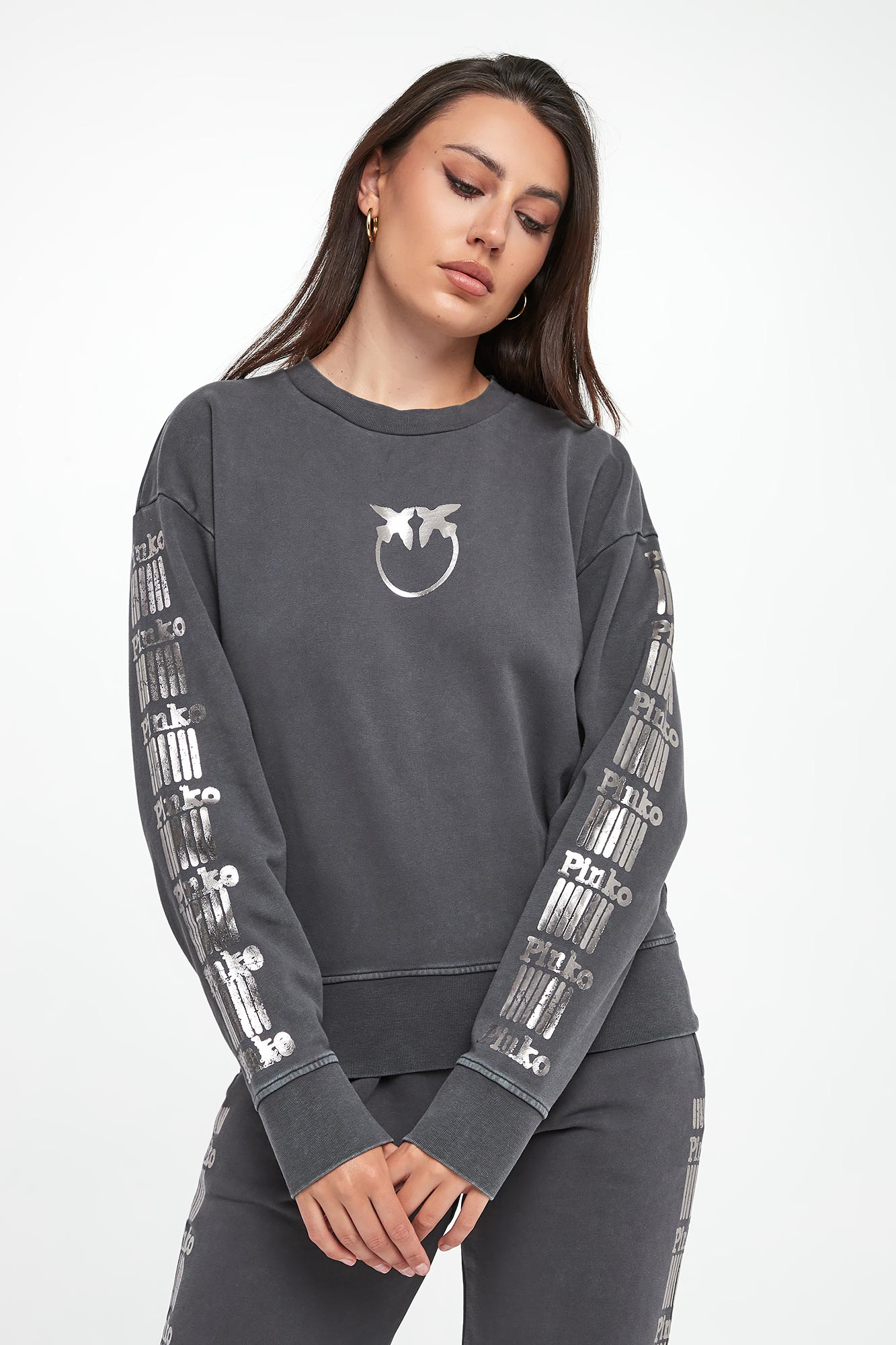 Bluza damska crewneck z logo Mindelo PINKO