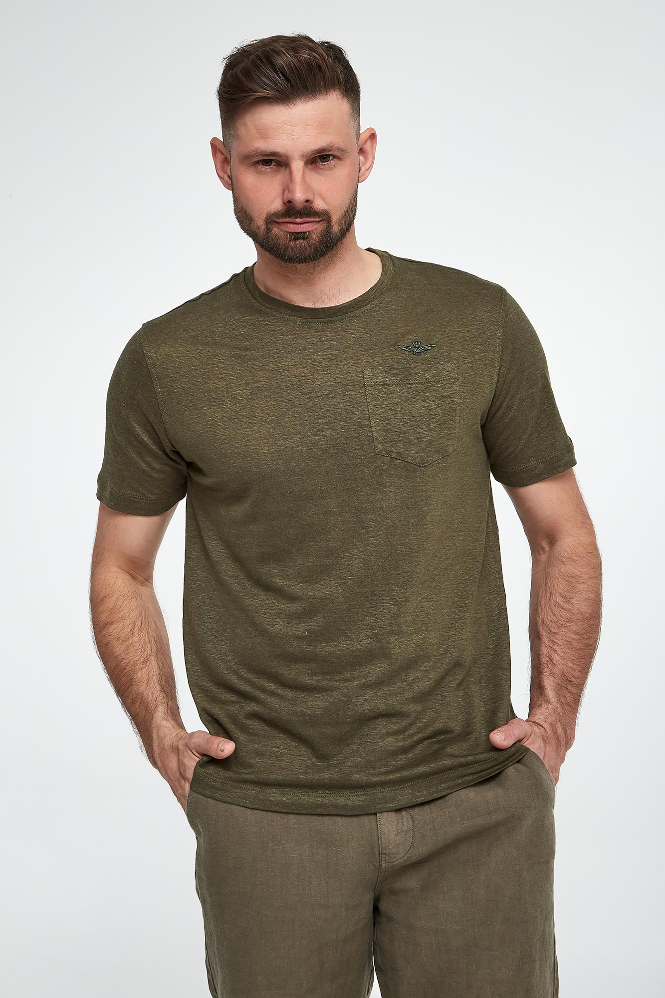 T-shirt męski lniany AERONAUTICA MILITARE