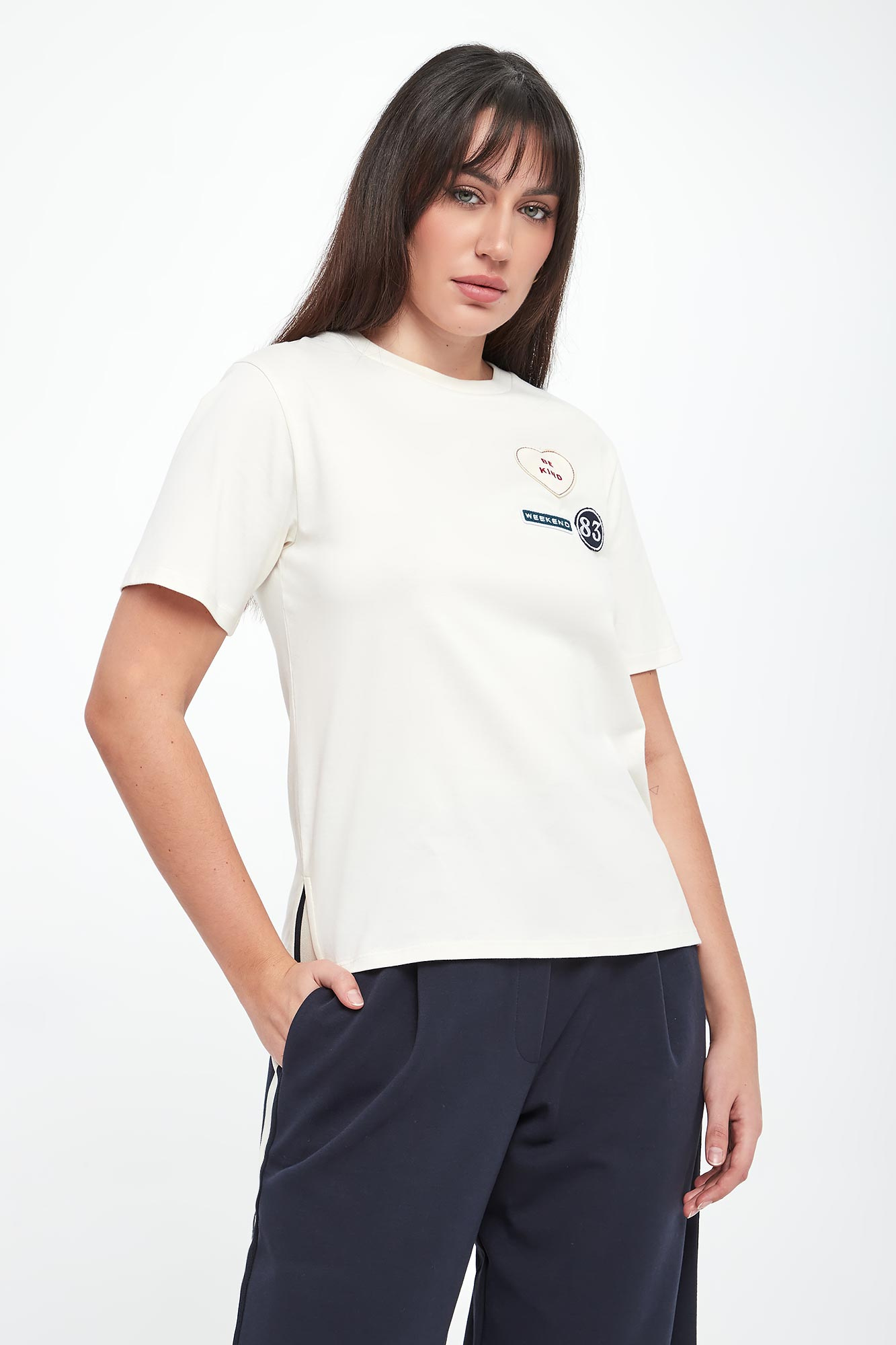 T-shirt damski West z naszywkami WEEKEND MAX MARA