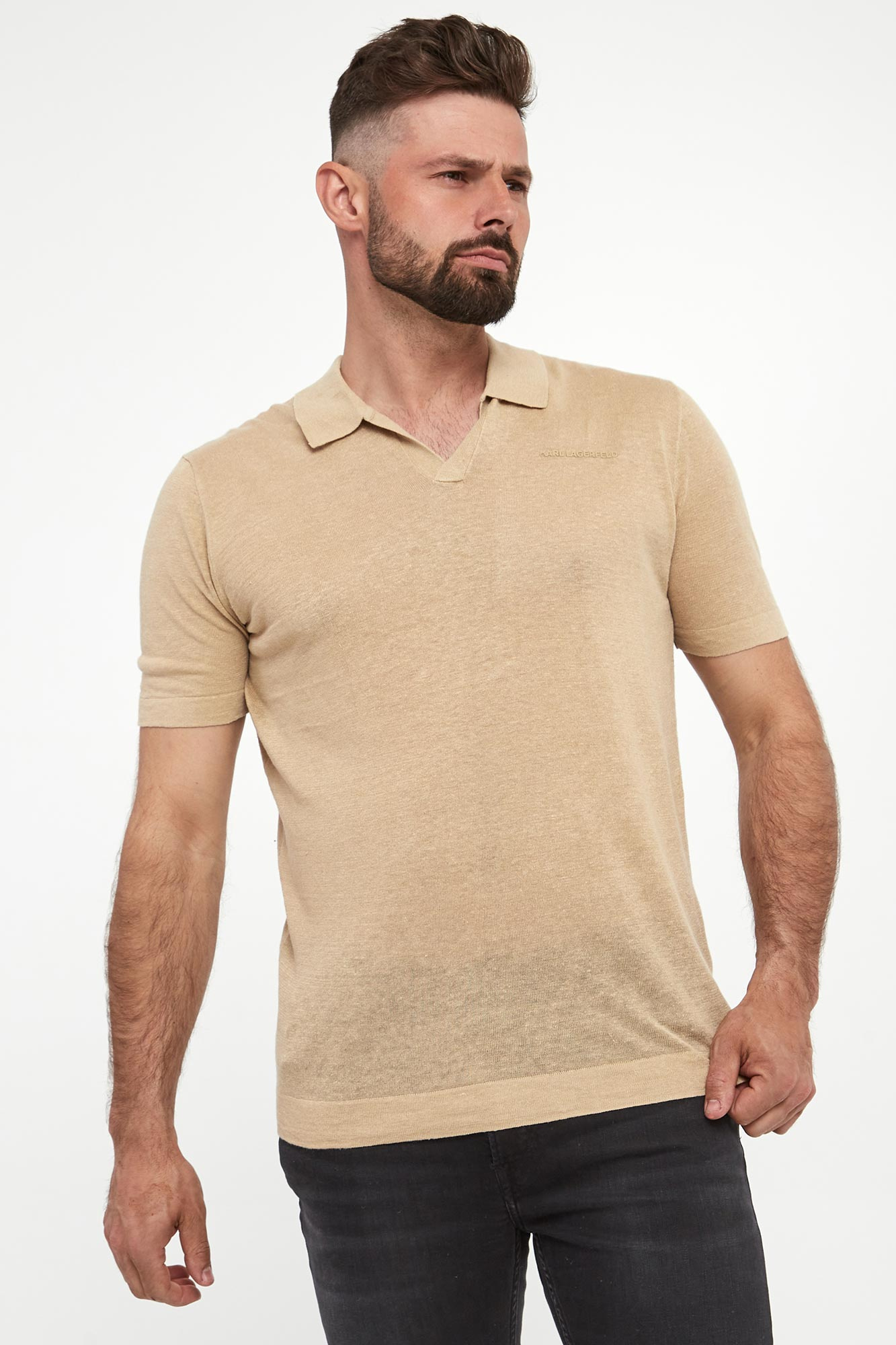 Polo męskie lniane KARL LAGERFELD