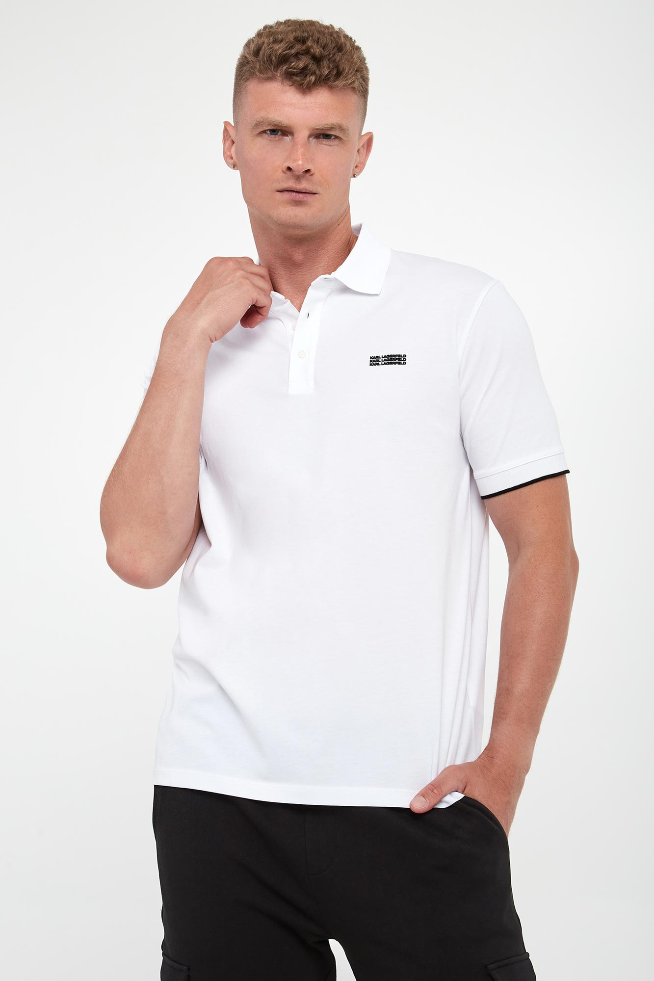 Polo męskie z logo KARL LAGERFELD