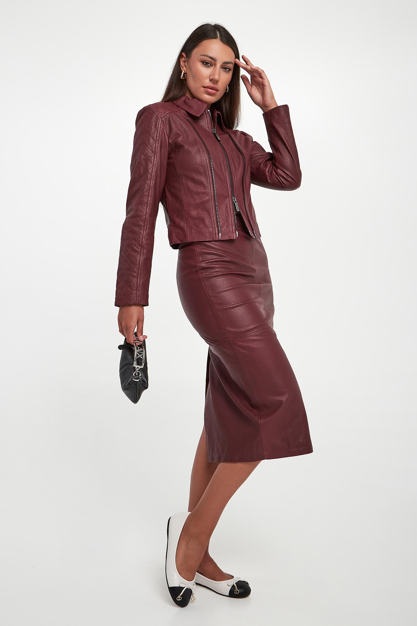 Spódnica skórzana midi ARMANI EXCHANGE