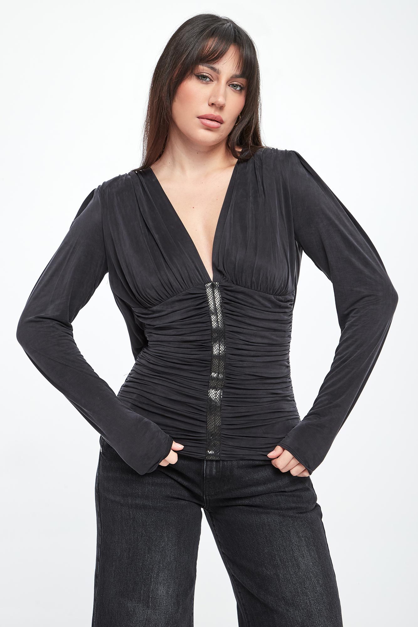 Bluzka damska z marszczeniami ELISABETTA FRANCHI