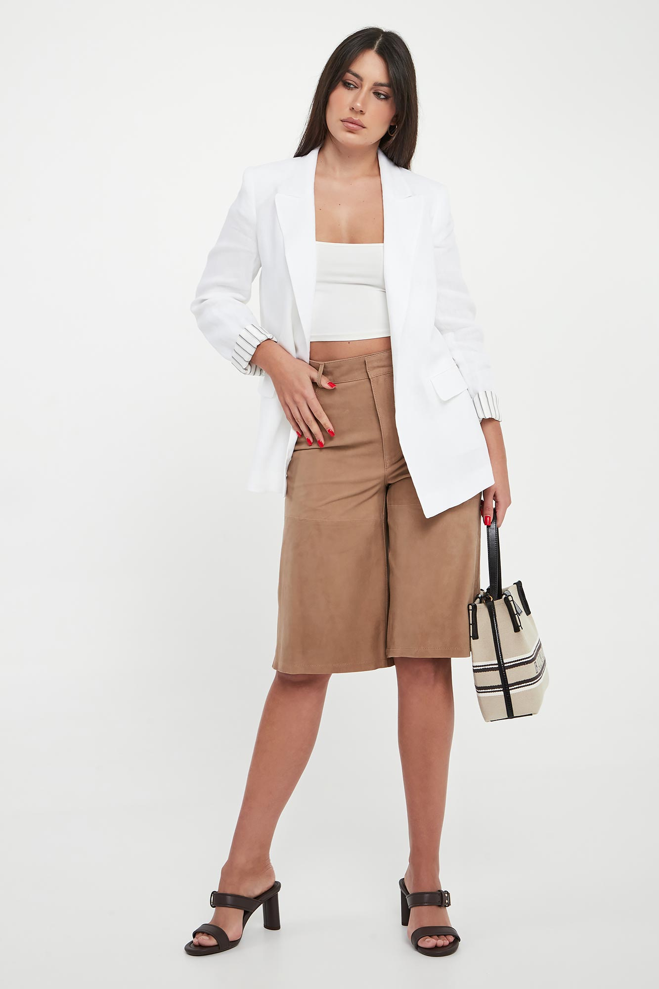 Bermudy damskie z zamszowej skóry MLLSCOGLIO MARELLA