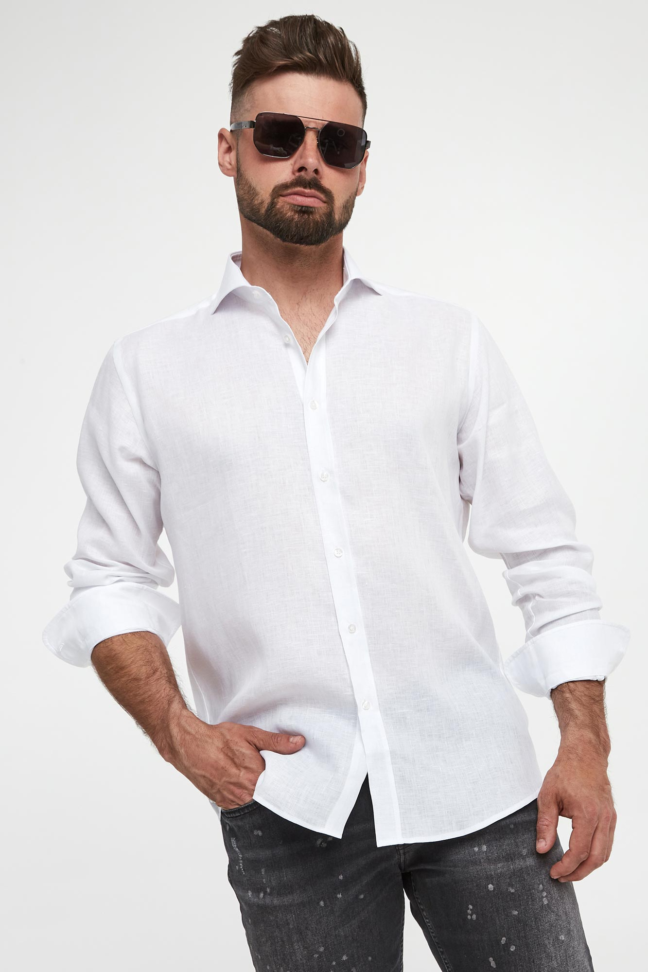 Koszula męska lniana KARL LAGERFELD