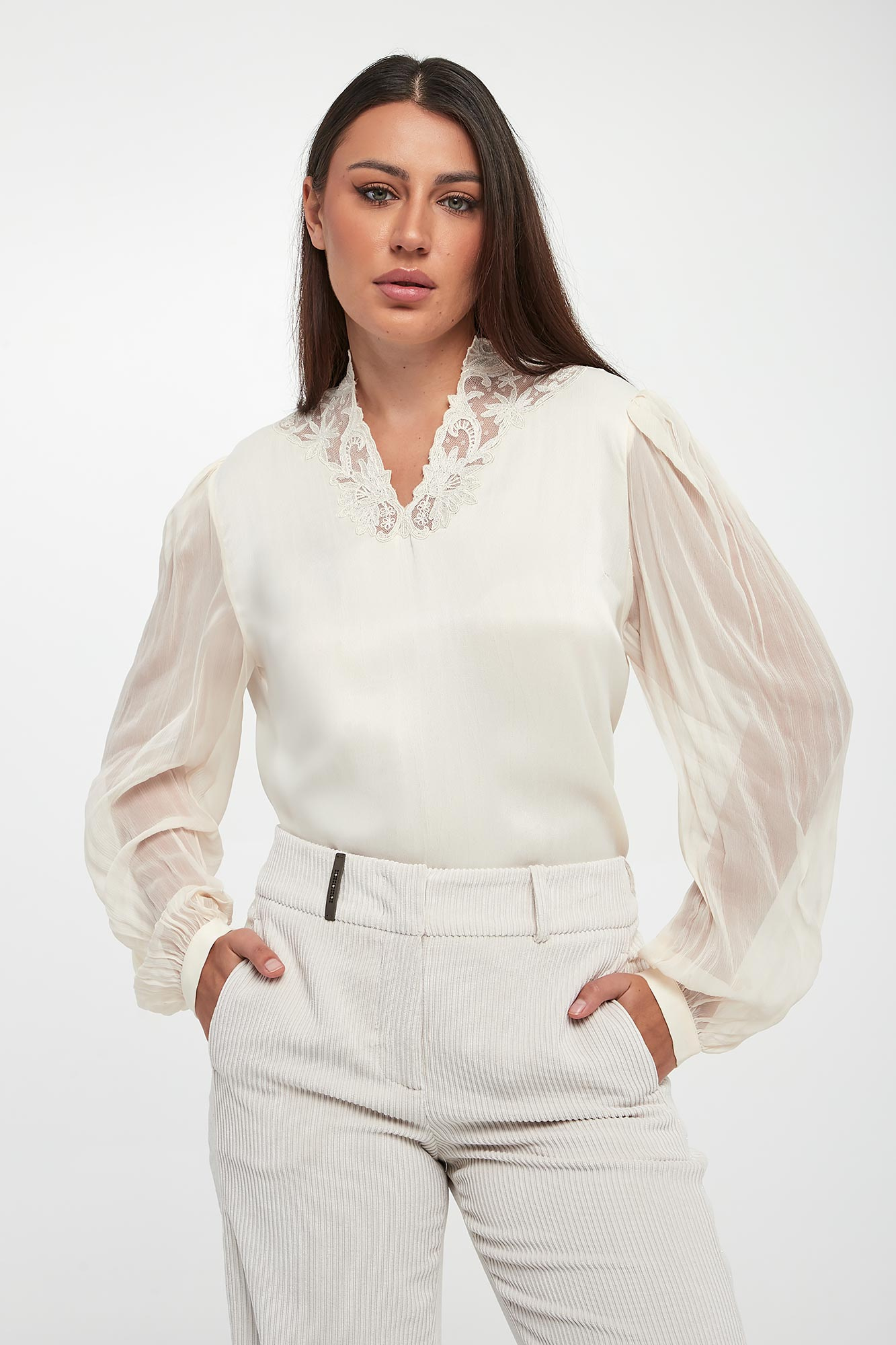 Bluzka damska z wiskozowej krepy TWINSET