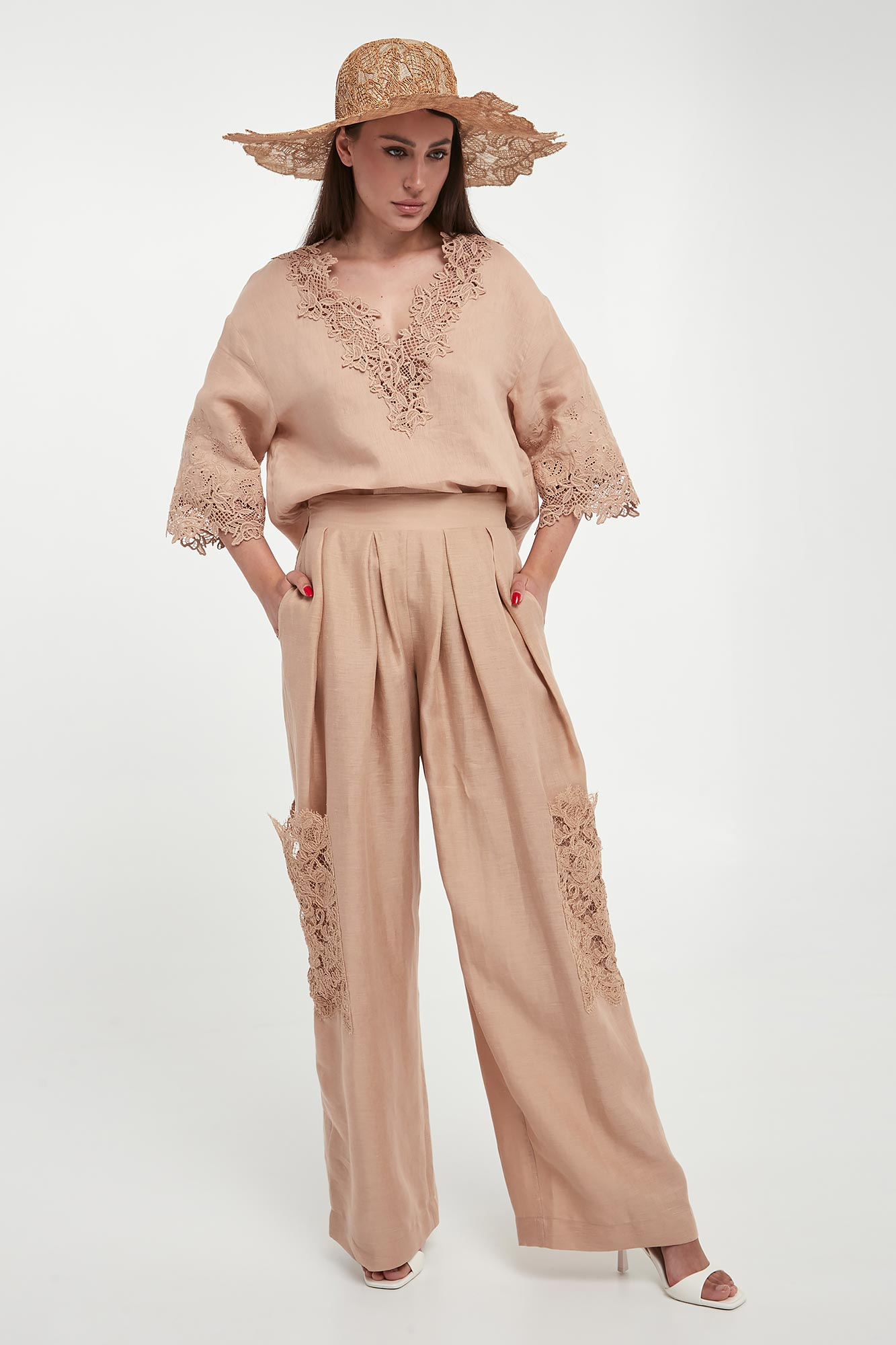 Spodnie damskie lniane ERMANNO SCERVINO LIFE