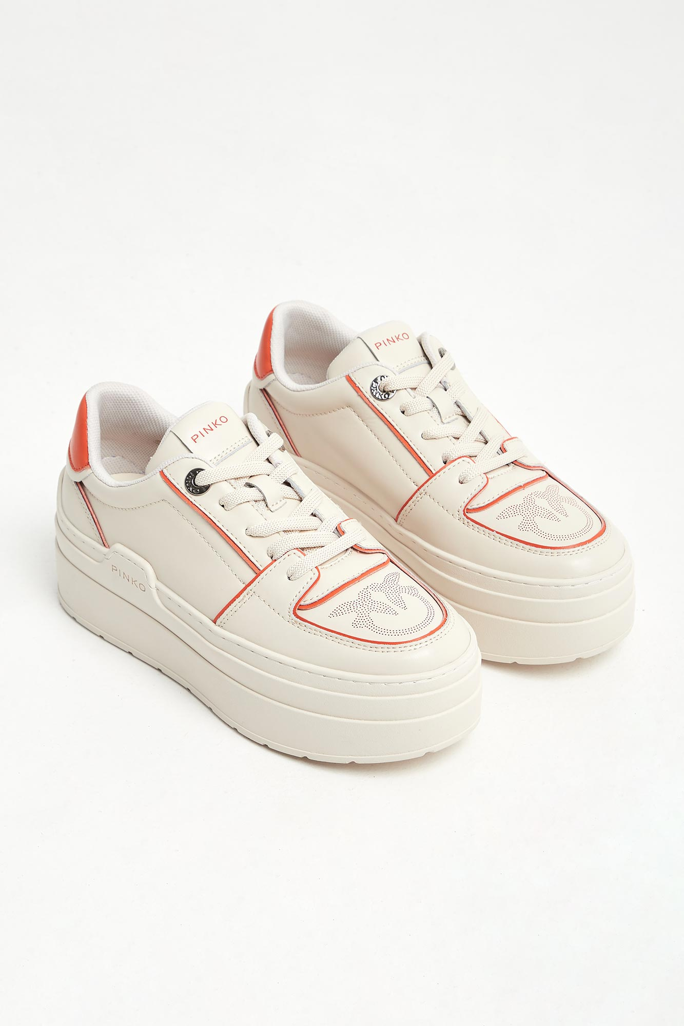 Sneakersy damskie skórzane na platformie PINKO