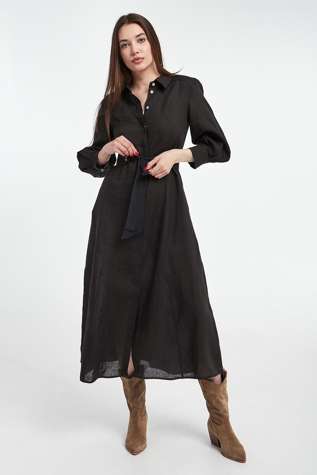 Sukienka lniana Estasi MARELLA MONOCHROME