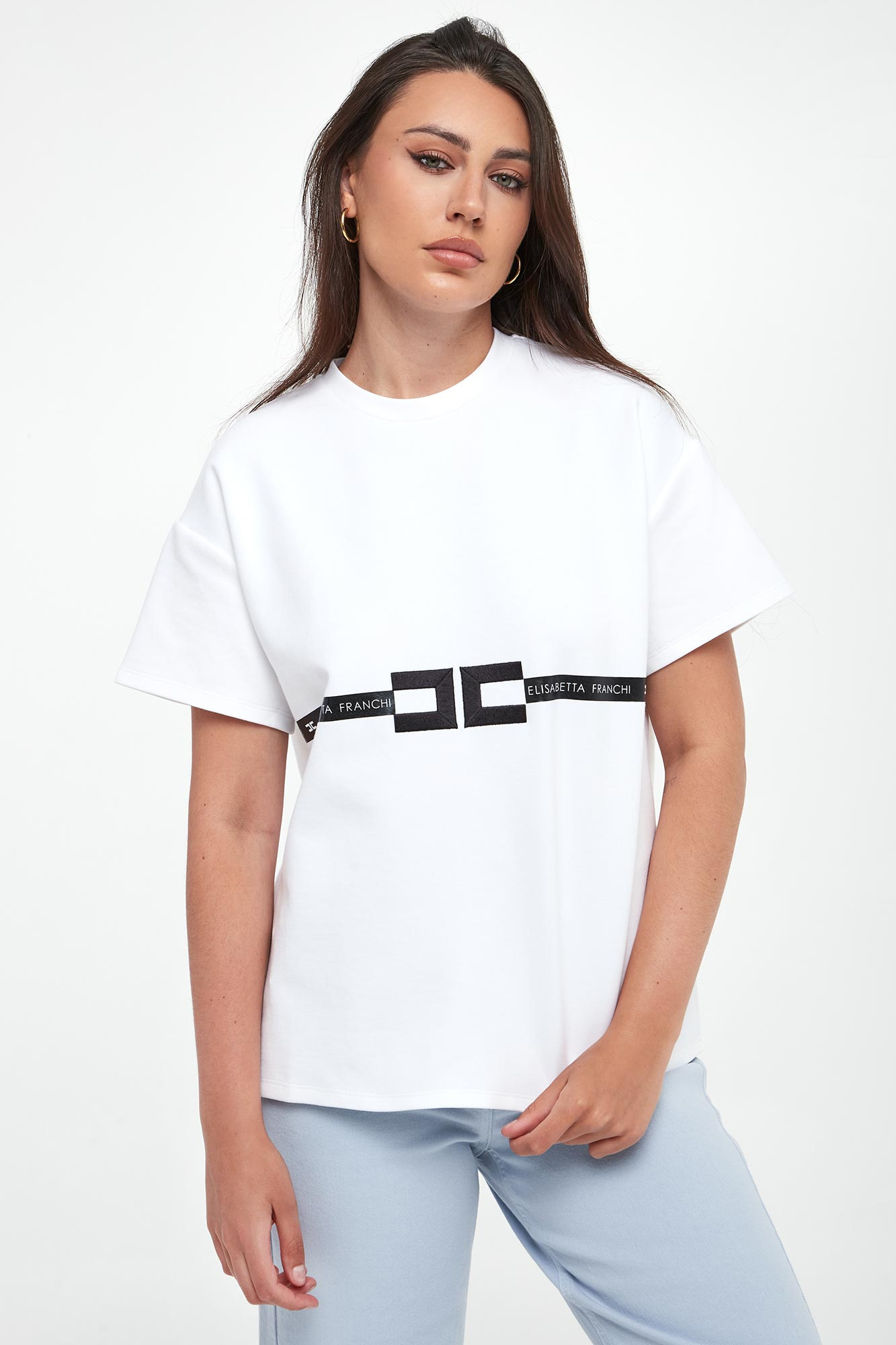 T-shirt damski z logo ELISABETTA FRANCHI
