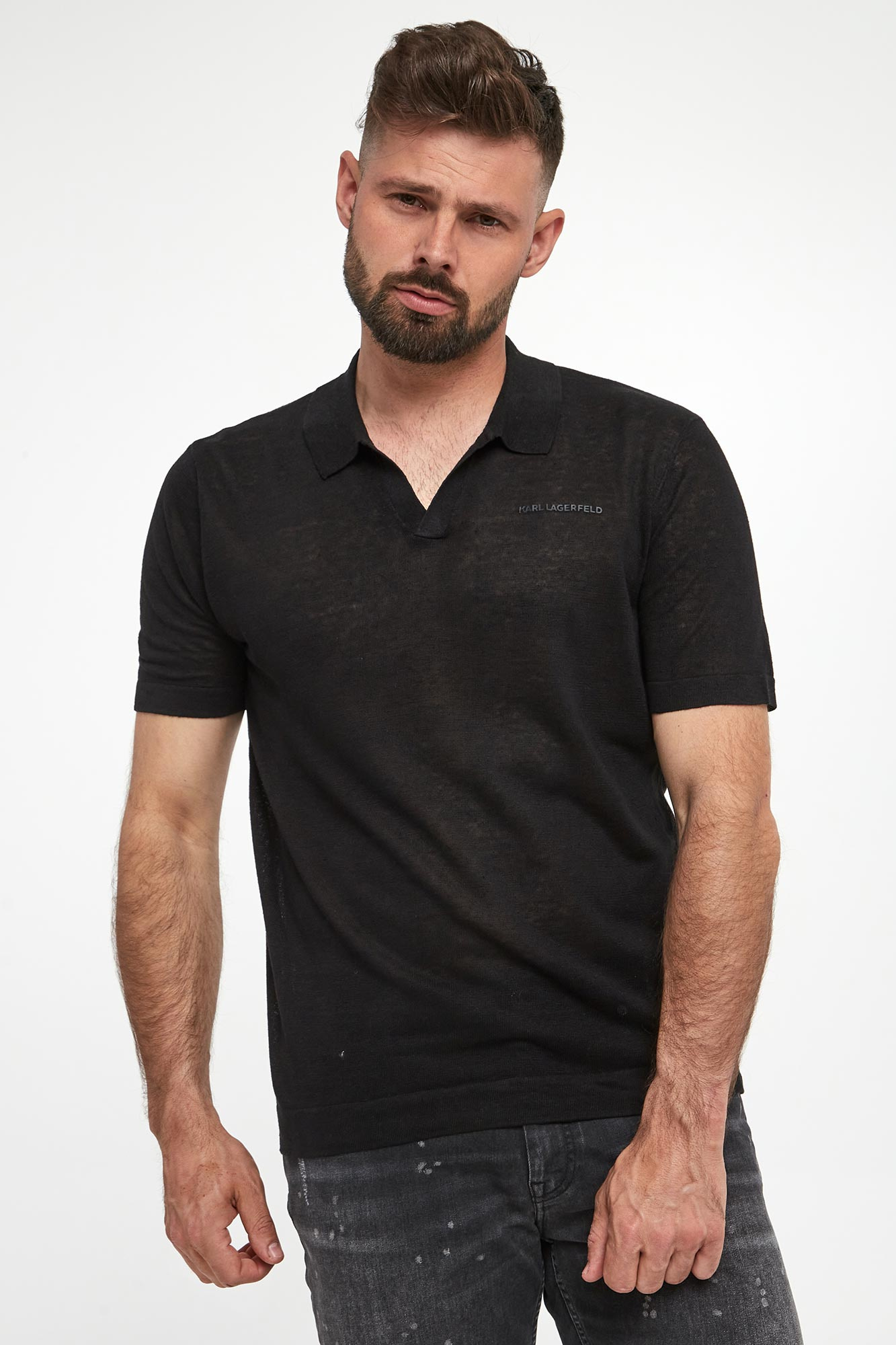 Polo męskie lniane KARL LAGERFELD