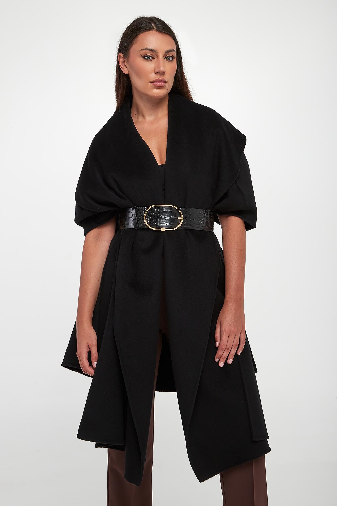 Płaszcz ponczo damski wełniany ELISABETTA FRANCHI