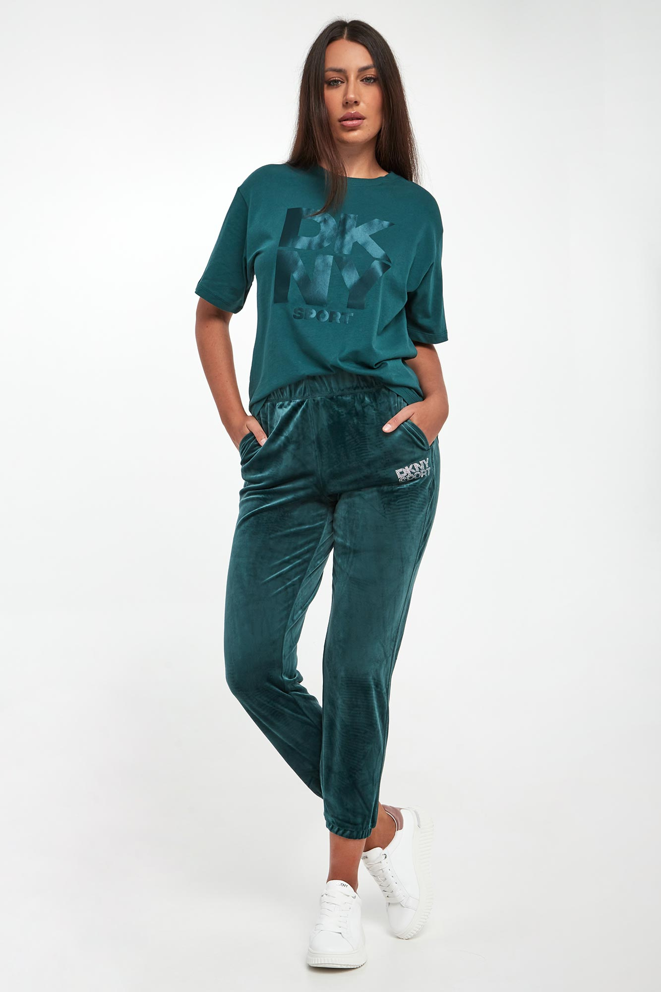 Spodnie damskie welurowe DKNY