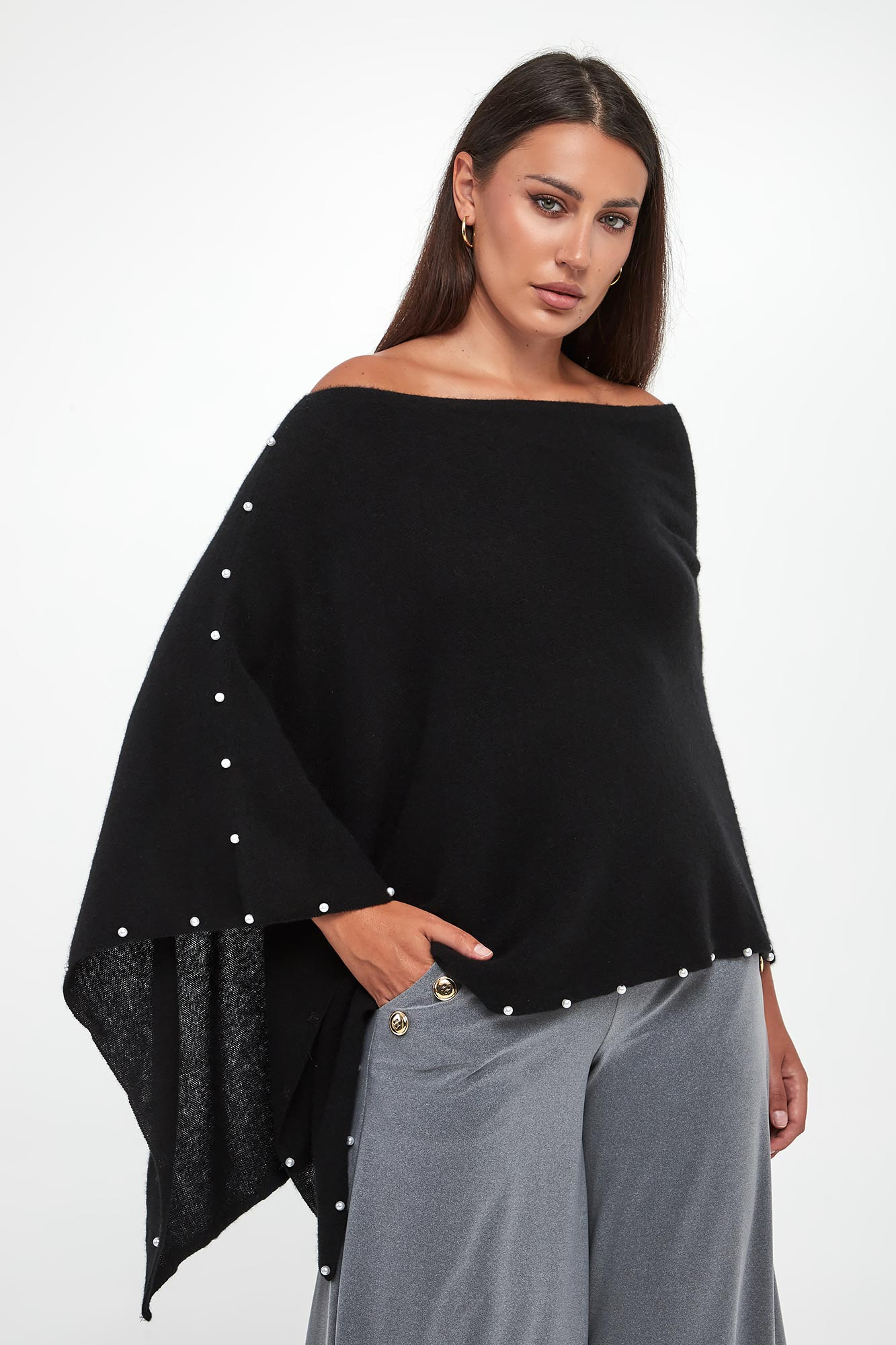 Ponczo damskie kaszmirowe JOSEPH RIBKOFF