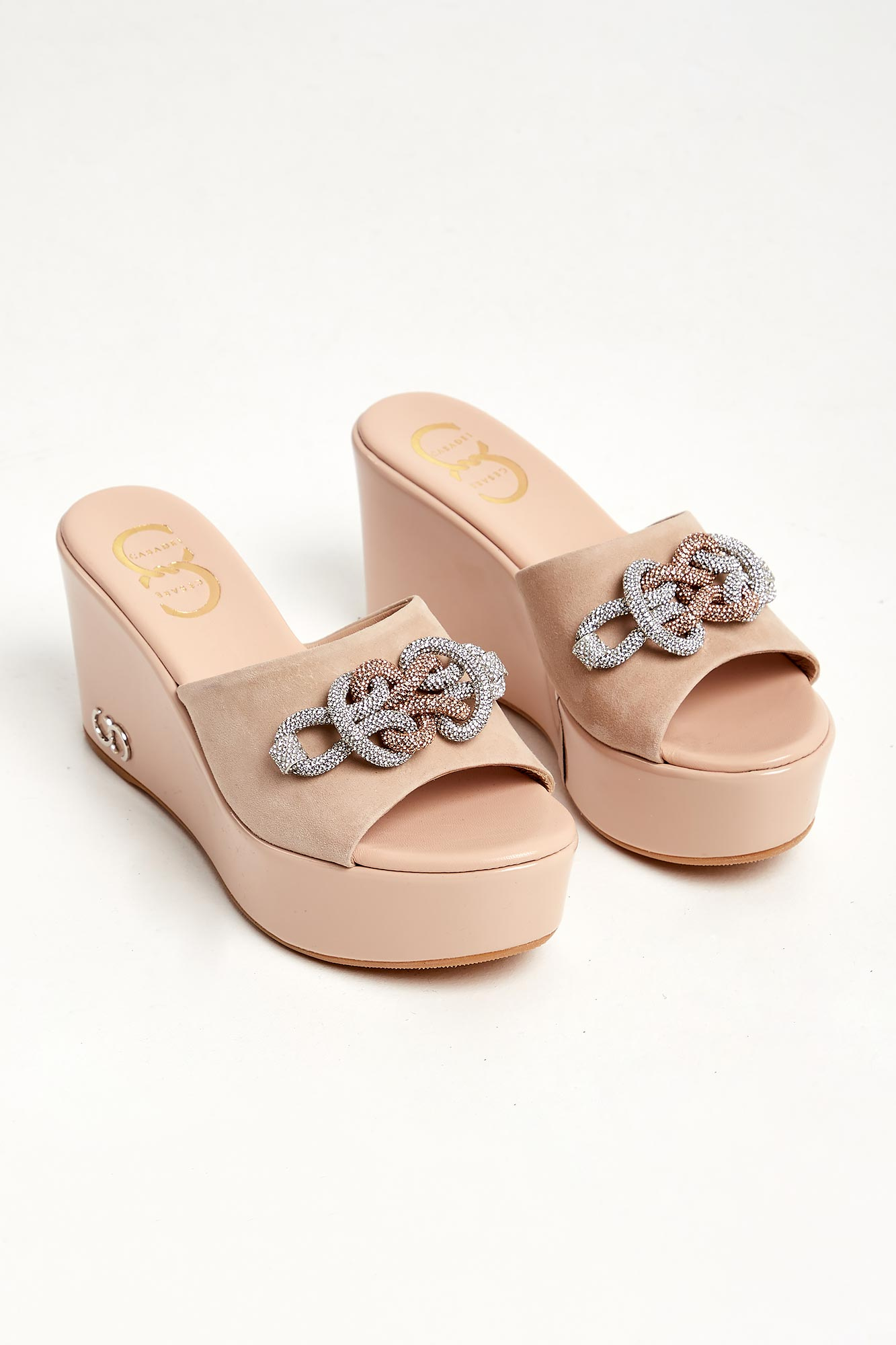 Klapki damskie na koturnie CESARE CASADEI