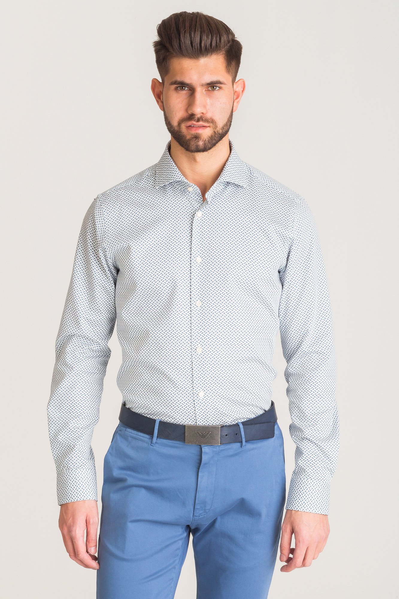 Biała koszula Joop Panko w niebieski wzór