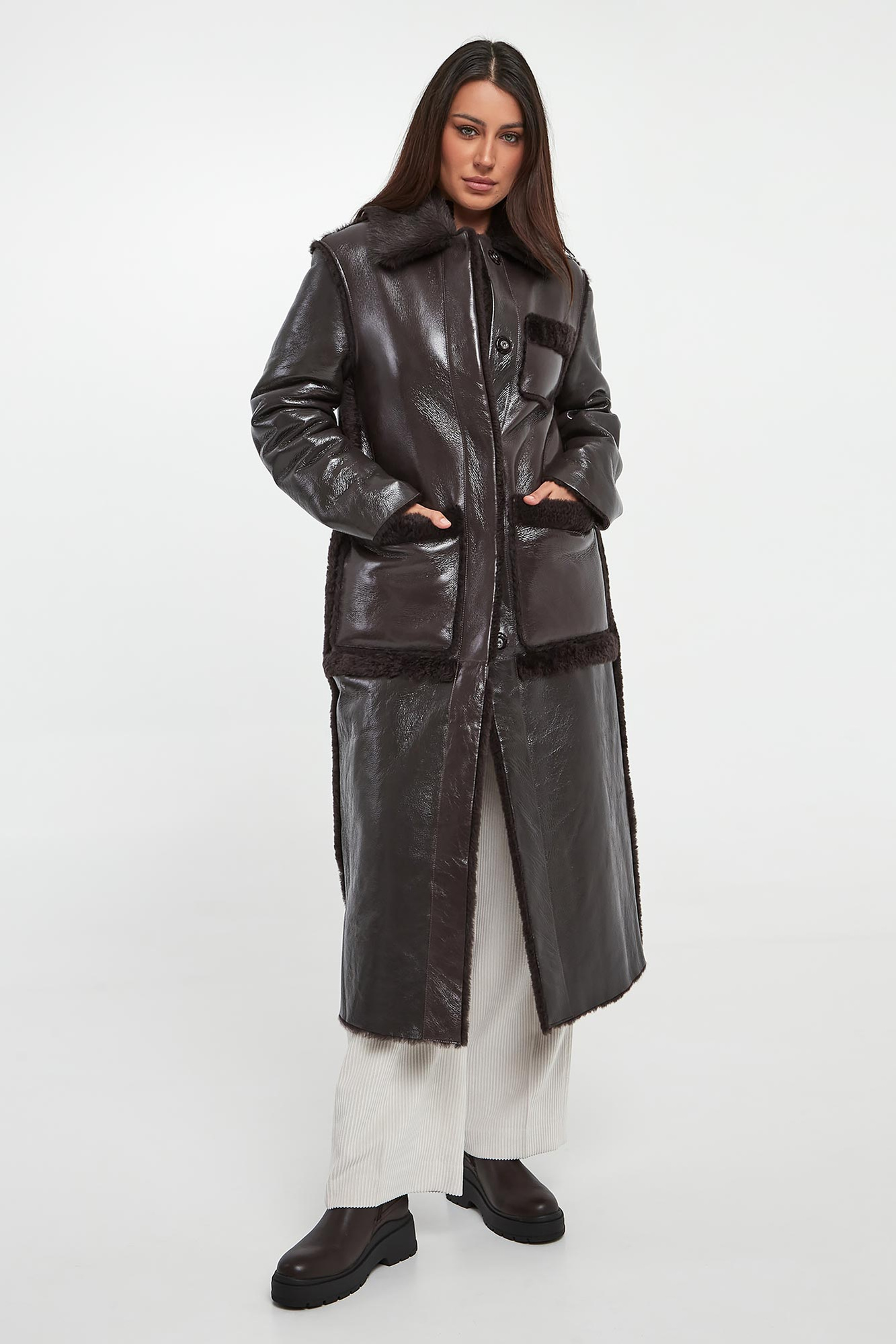 Płaszcz damski skórzany dwustronny DIEGO M